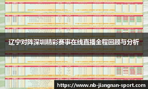 辽宁对阵深圳精彩赛事在线直播全程回顾与分析